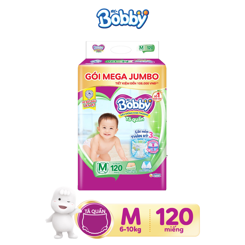 Tã/bỉm quần Bobby 3mm Gạo non M112