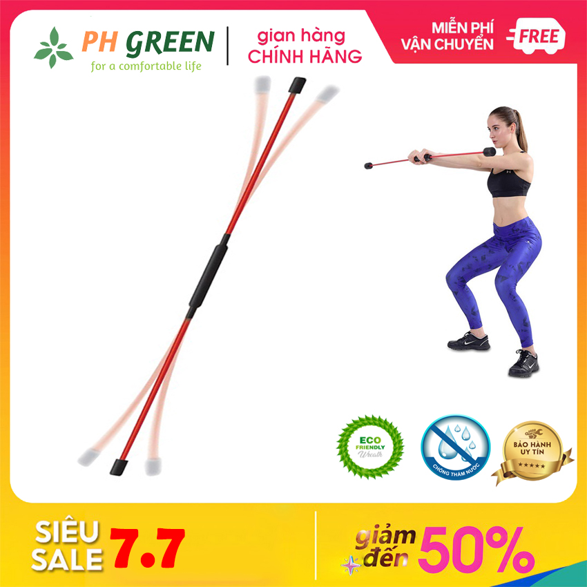 Thanh Tập Gym PH Green, Dụng Cụ Thể Dục Đàn Hồi Tập Gym, Chất Liệu Nhựa TPR,Tập Cơ,