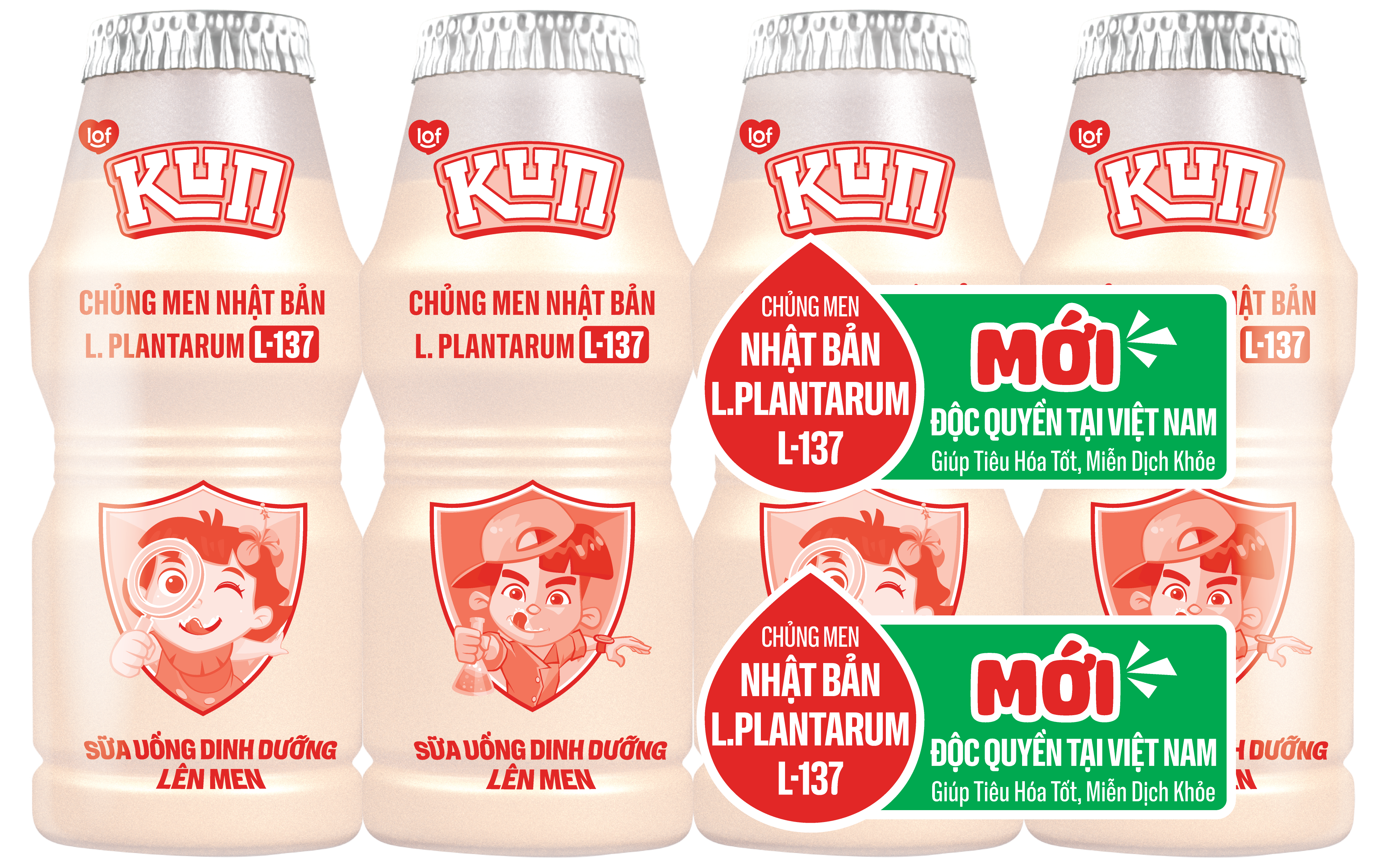 Thùng 48 chai Sữa chua uống KUN dinh dưỡng lên men Có đường 100ml