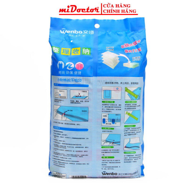 Bộ 8 Túi Hút Chân Không Đựng Quần Áo, Chăn Màn CỠ ĐẠI Cao Cấp - Hàng chính hãng