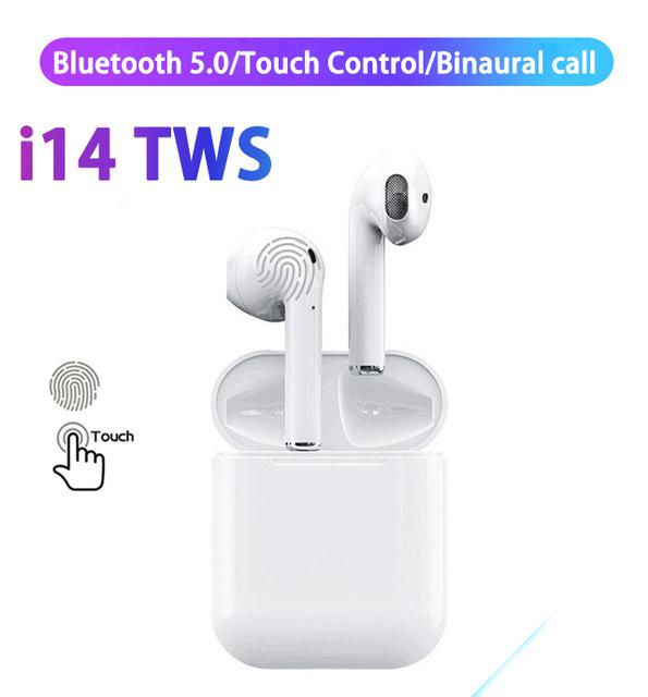 Tai nghe bluetooth I14 TWS thiết kế nhỏ gọn, tỷ lệ 1:1 kèm dock sạc - hàng chính hãng