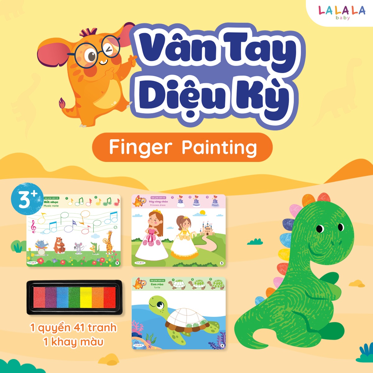 Bộ Tranh Tô Màu Vân Tay Cho Bé - Vân Tay Diệu Kỳ Finger Painting Kèm Màu Vân Tay - Lalala Baby
