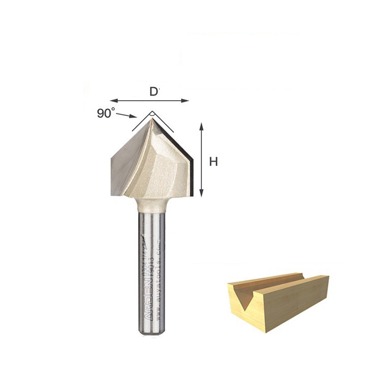 Mũi phay rãnh chữ V 90độ 1/4&quot;x5/16&quot; (D=H=7.96mm) ARDEN