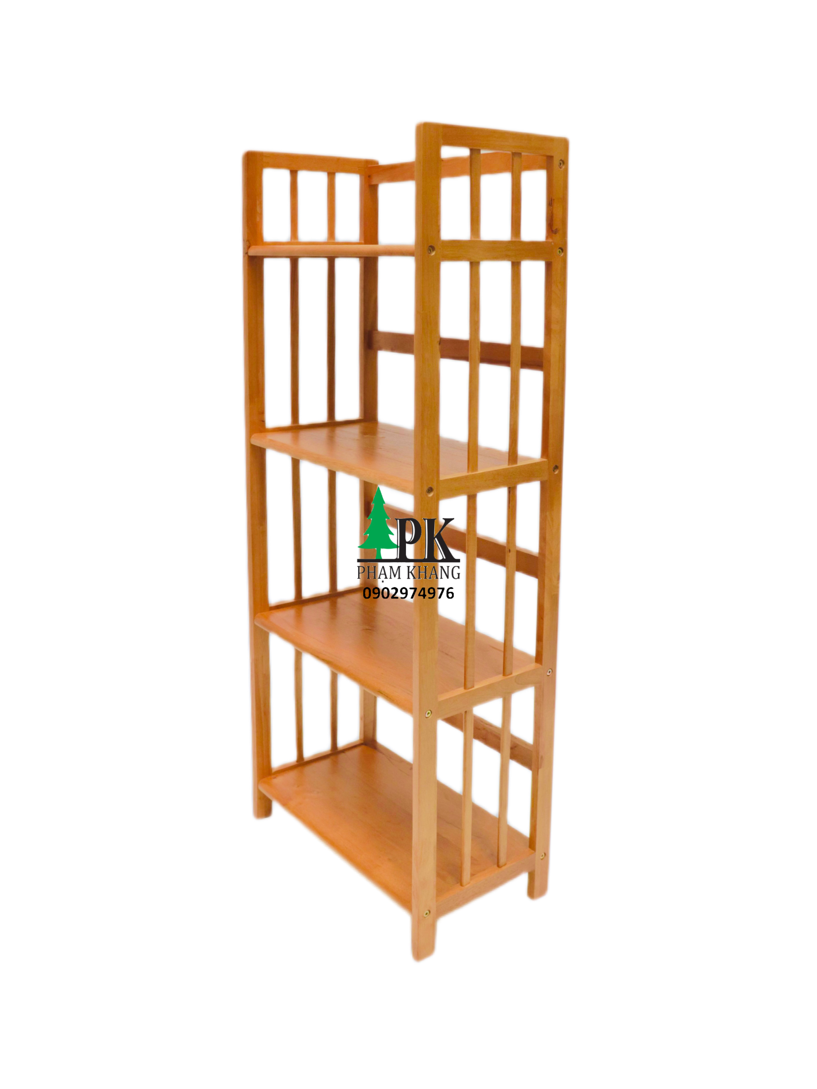 Kệ sách gỗ Phạm Khang 4 tầng rộng 50cm màu vàng cherry