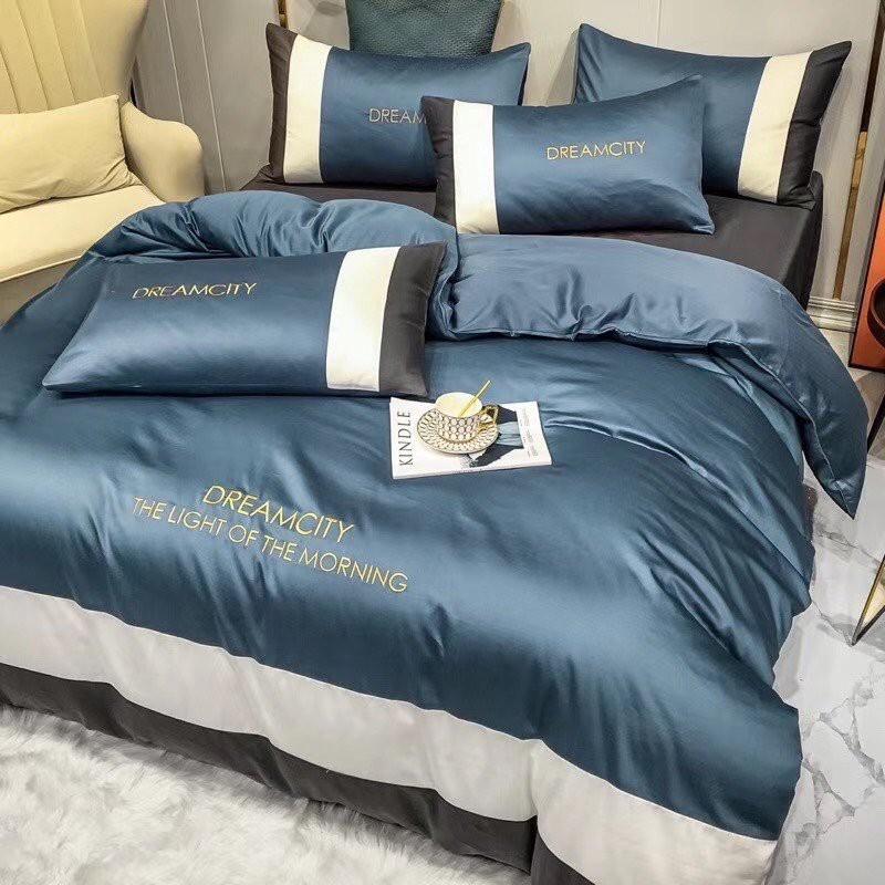 Bộ Vỏ Chăn Ga Gối Lụa DREAM - SUMOI Đơn Giản Mà Cực Chất - Màu Xanh Coban