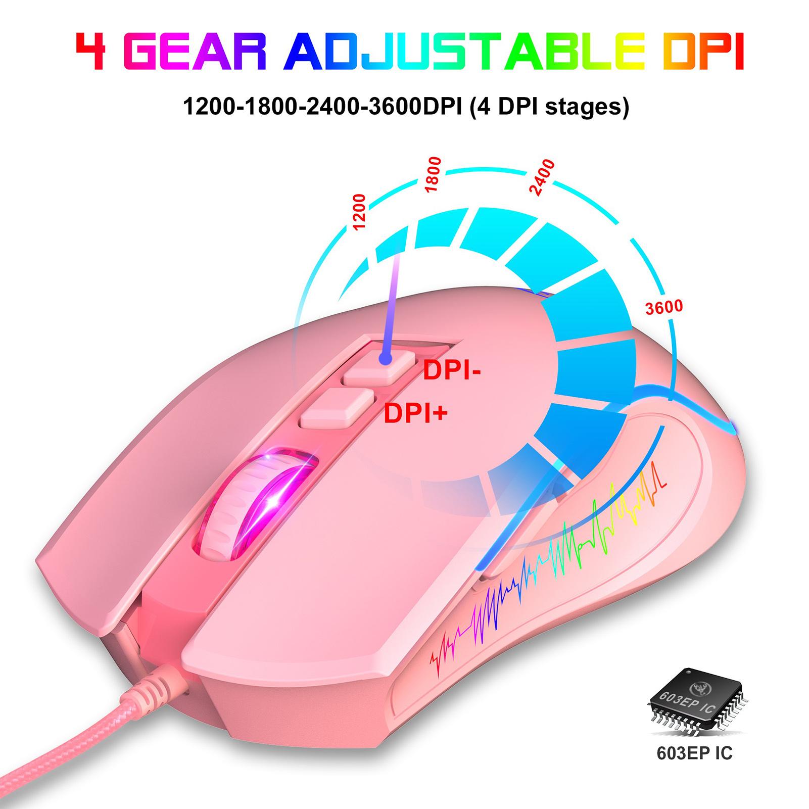 HXSJ X100 Wired Gaming Mouse Ergonomic Gaming Office Mouse 7-color Breathing Light Effect 4-gear Adjustable DPI
