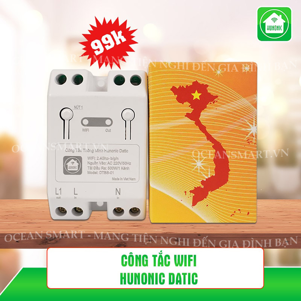 Công Tắc Thông Minh, Công Tắc Wifi Giá Rẻ Hunonic Datic Basic - DTBS01