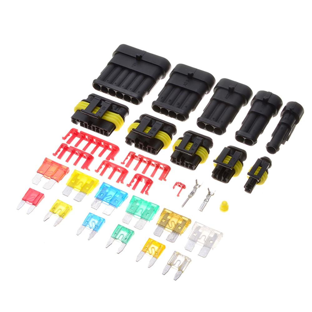240PCS Waterproof Car Auto Electrical Wire Terminal Connector Plug with Blade Fuse Connector Plug Kit Set Assortment 1