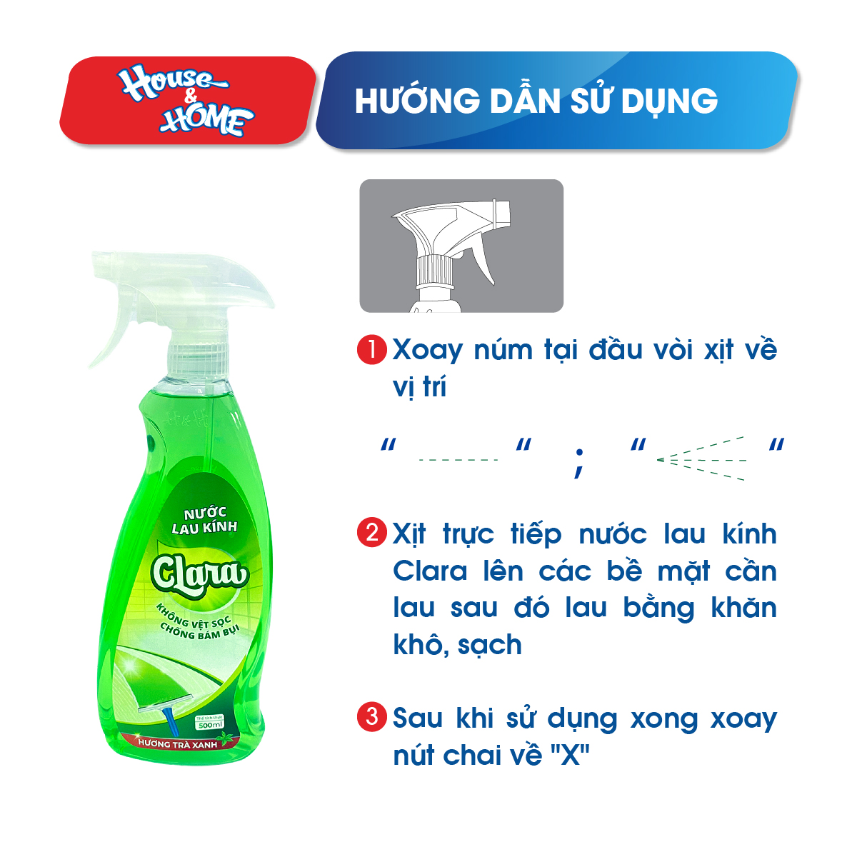 Nước lau kính Clara chai 500ml