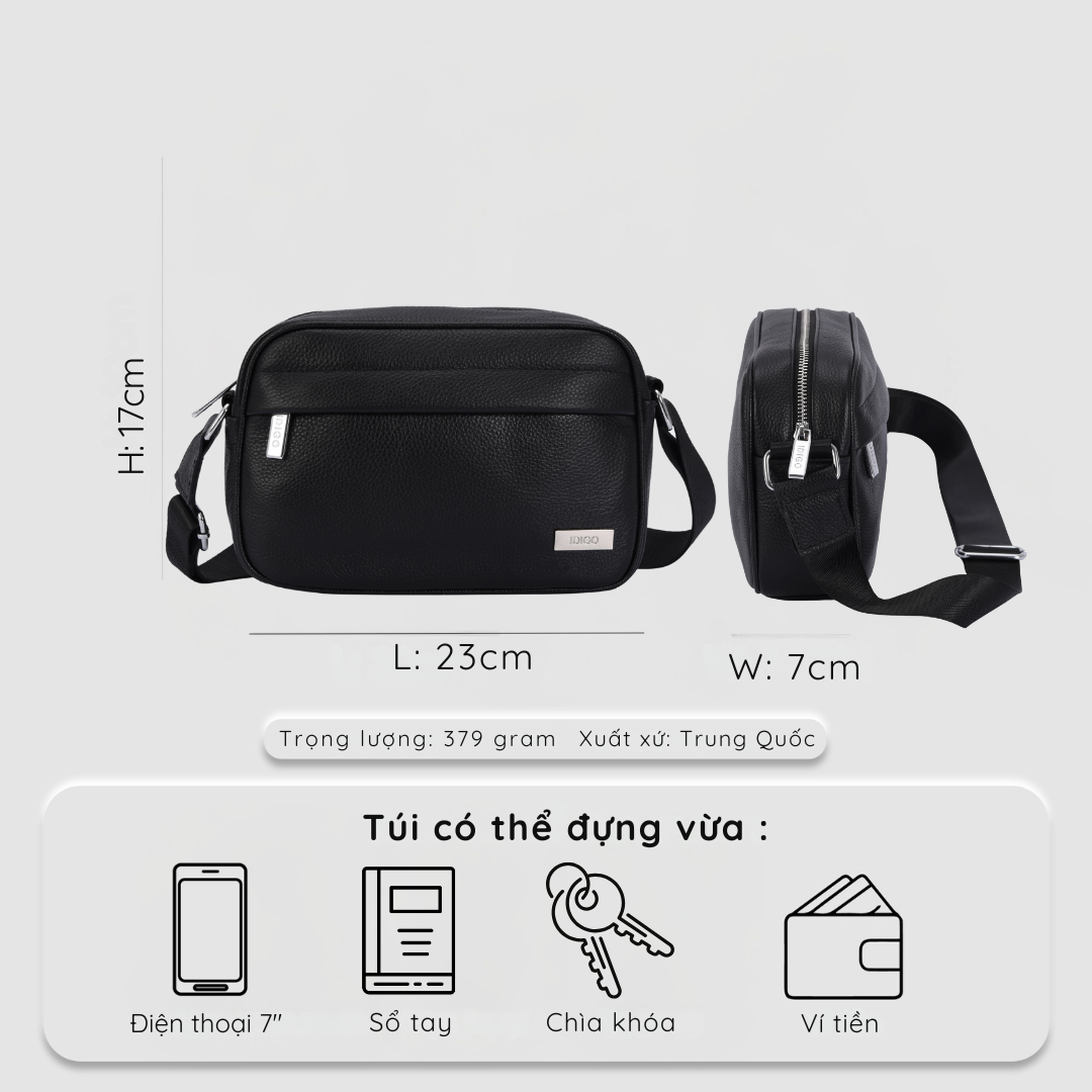 Túi đeo chéo nam da thật cao cấp, túi da công sở unisex phom chữ nhật năng động MB1 - 7010