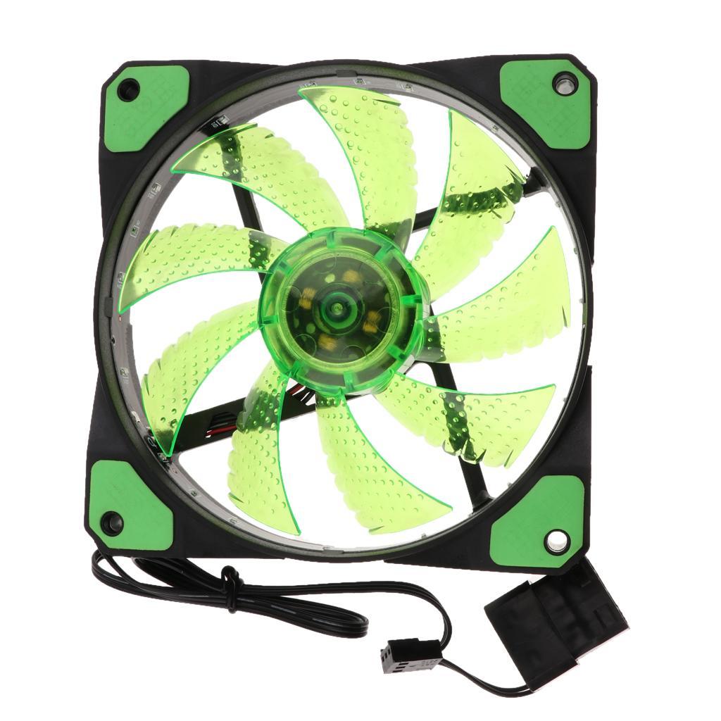 3/4Pin 120mm Computer Clear Case 15-LED Light CPU Cooling Fan 12cm DC12V
