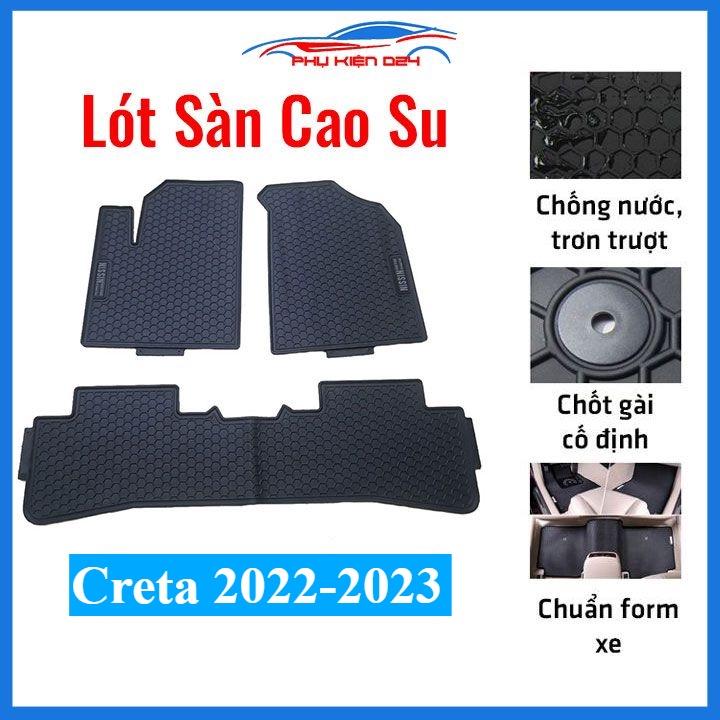 Thảm lót sàn cao su cho xe Creta 2022-2023 chữ trắng chuẩn theo xe chịu lực tốt