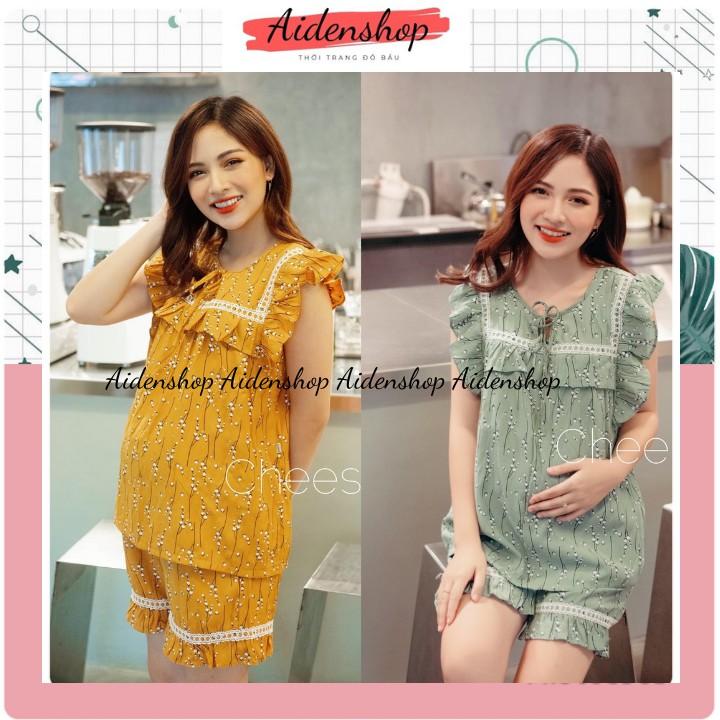 Bộ bầu đùi mùa hè chất đũi mát mùa hè Aidenshop freesize từ 40-67kg