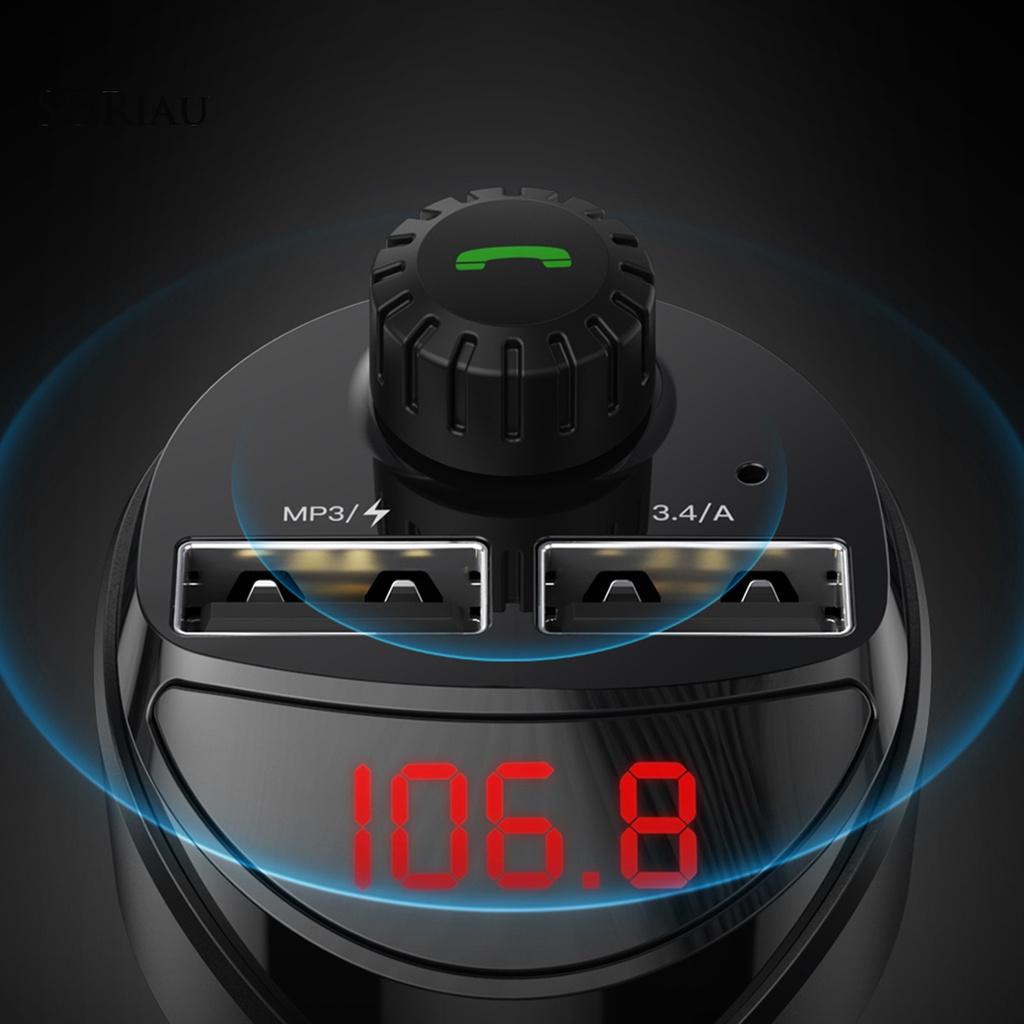 *QCDZ* Bluetooth Player Support TF/U Disk Handsfree ABS 3.4A Dual USB Regulator FM Transmitter Car Charger for Auto