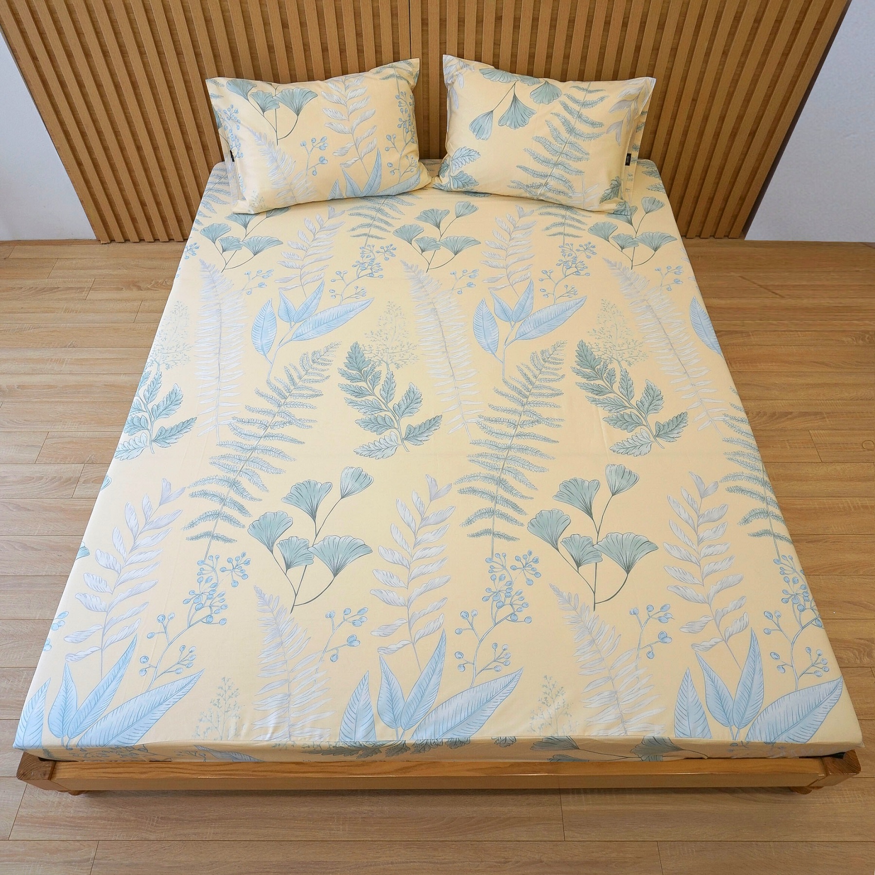 Bộ ga gối 3 món Lụa Tencel Sen Đá Home Bedding cao cấp họa tiết, set 2 vỏ gối, 1 ga giường bo chun 1m6 1m8