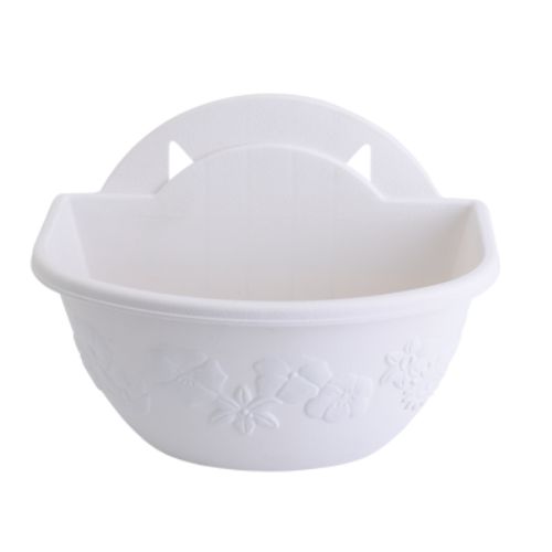 Chậu Nhựa Ốp Tường Giả Sứ Cao Cấp, Có Nút Bịt Giữ Nước hoặc Thoát Nước Tiện Lợi - Chậu Hoa Ốp Tường Trồng Cây - Chậu Cây Ốp Tường Màu Trắng Có Vân Hoa Văn Sang Trọng