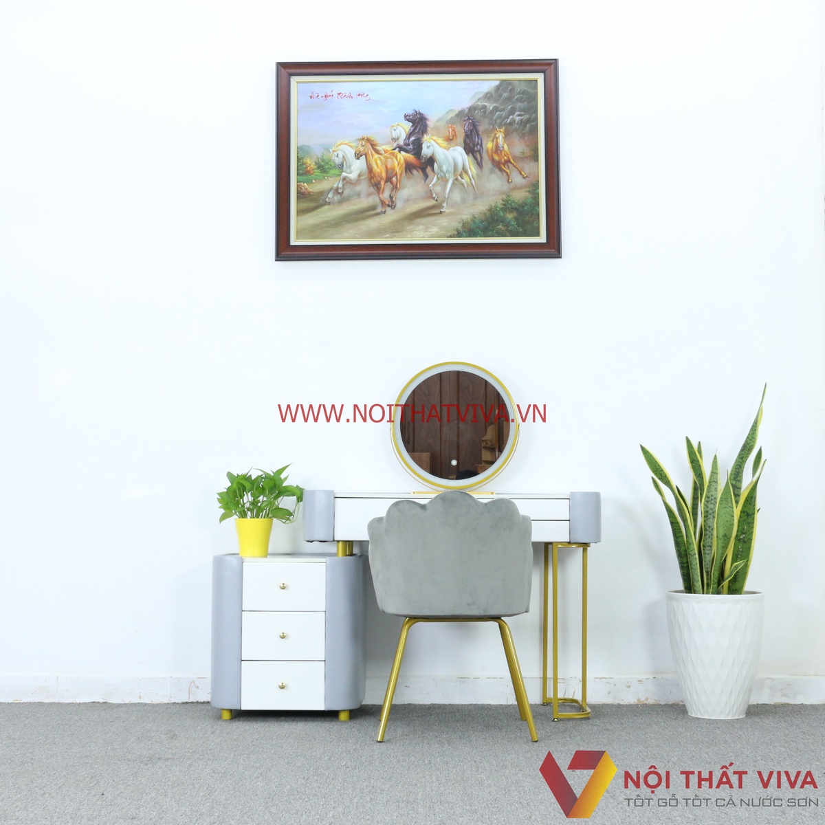 Bàn Trang Điểm Thông Minh Mặt Giả Đá Tân Cổ Điển Đẹp Hiện Đại