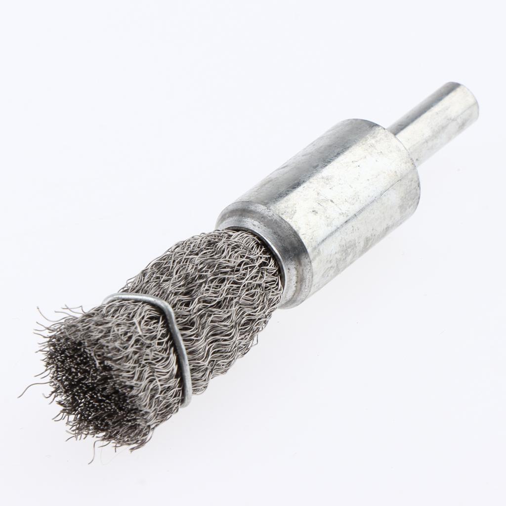 2 Piece Stainless Steel Pen Shape Crimped Wire Brush 6mm Shank 6 x 16mm 0.15