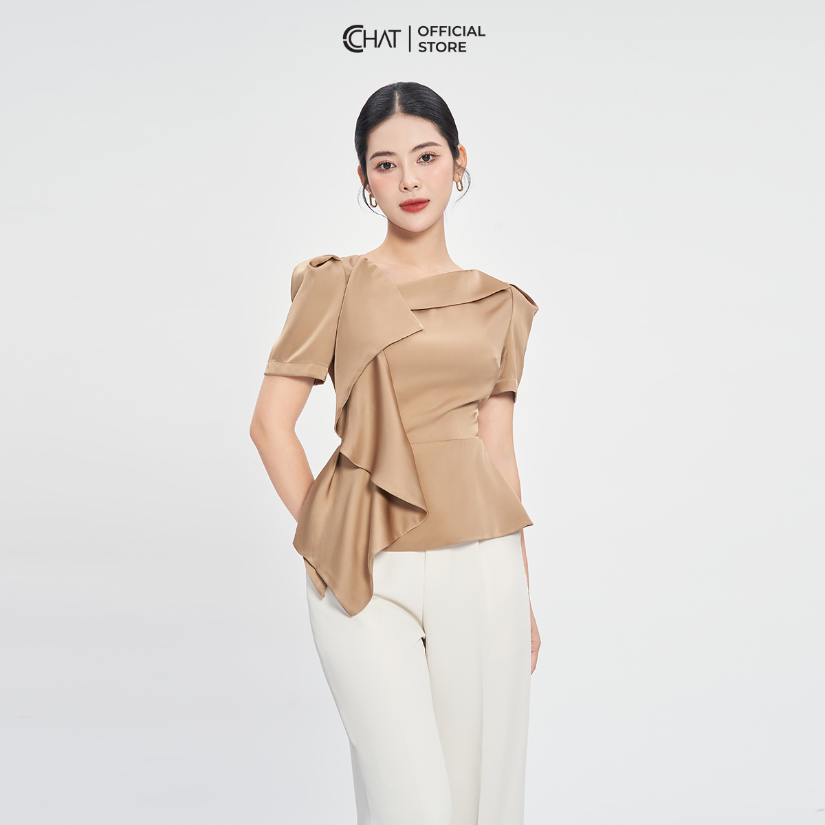 Áo Kiểu Nữ Dáng Peplum Bèo Đổ Chất Lụa Cao Cấp Mềm Mịn 53ANL2007PT