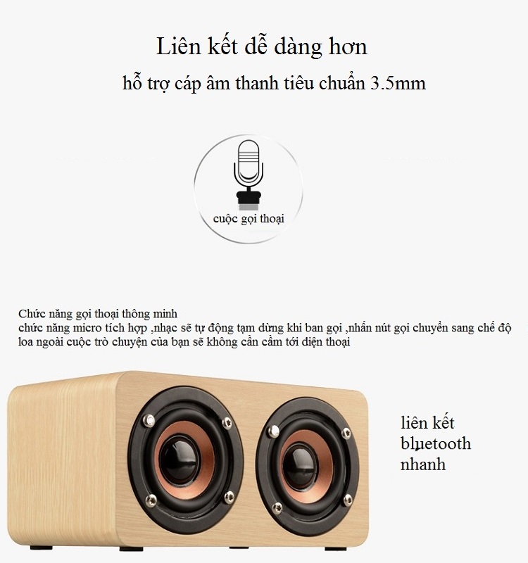 LOA BLUETOOOTH SIÊU TRẤM W5 (Loa đôi - Vỏ hộp gỗ cao cấp) - Hàng Nhập Khẩu