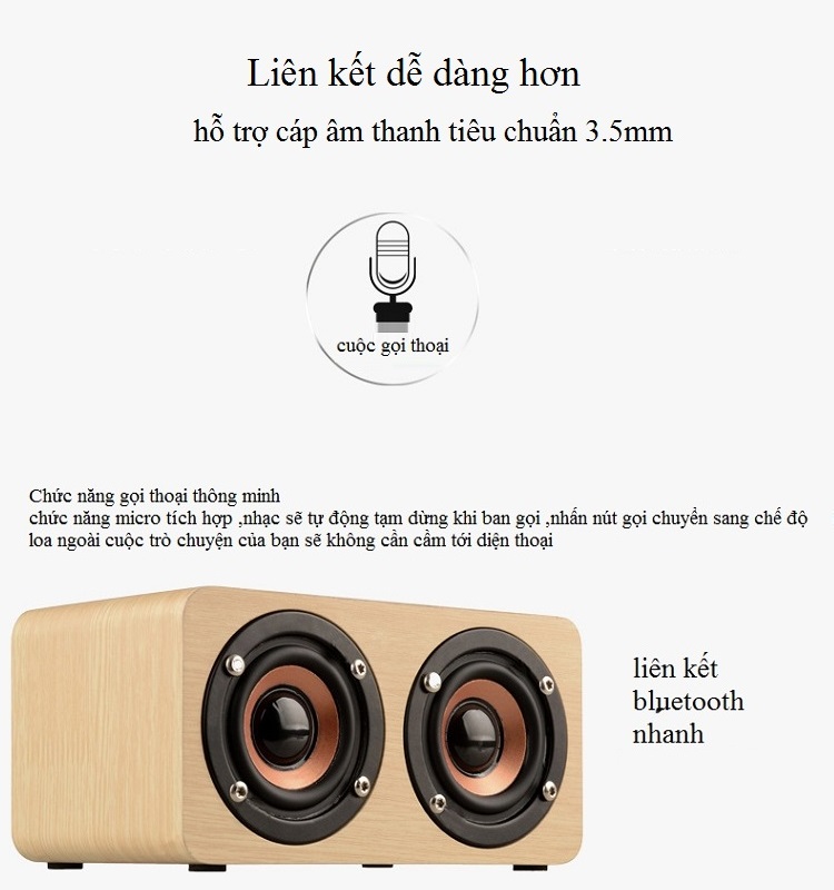 Di động Loa Siêu Trầm W5 Vân gỗ Loa Bluetooth Di Động Du Lịch Di Động Điện Thoại Không Dây