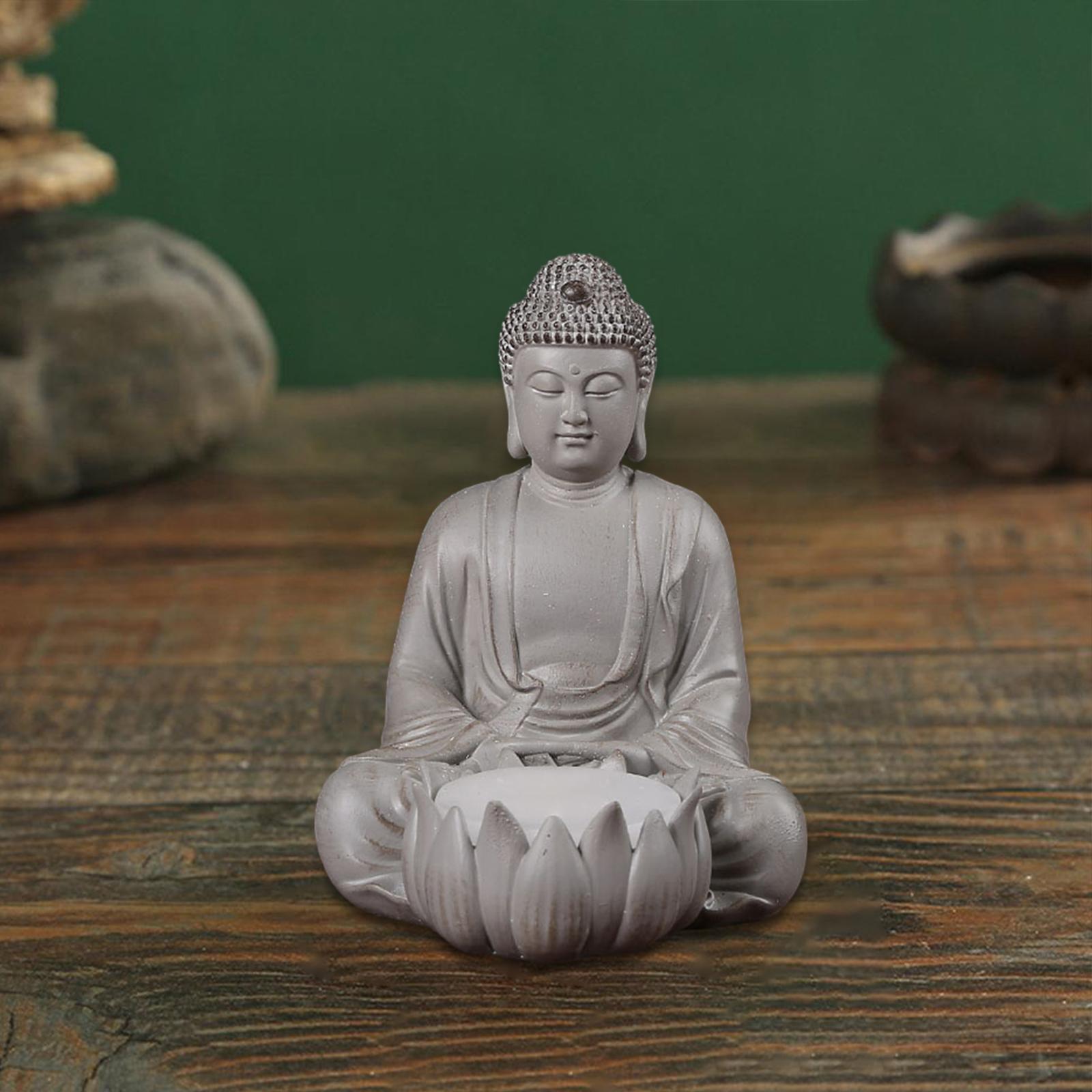 Lotus Buddha Statue Candle Holder Candlestick Home Decor Table Decoration Portable Chinese Figure Sculpture Ornament