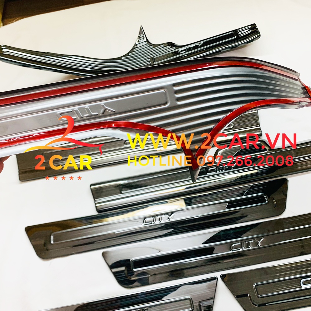 Ốp bậc chân trong, ngoài xe Honda City 2015-2020, 2021-2022 chất liệu Titan cao cấp