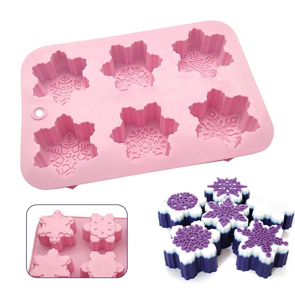 Patterns Christmas Snowflake Shape Silicone Cake Mold DIY Handmade Soap Mold Chocolate Cookie Baking Mould Decor DropShipping