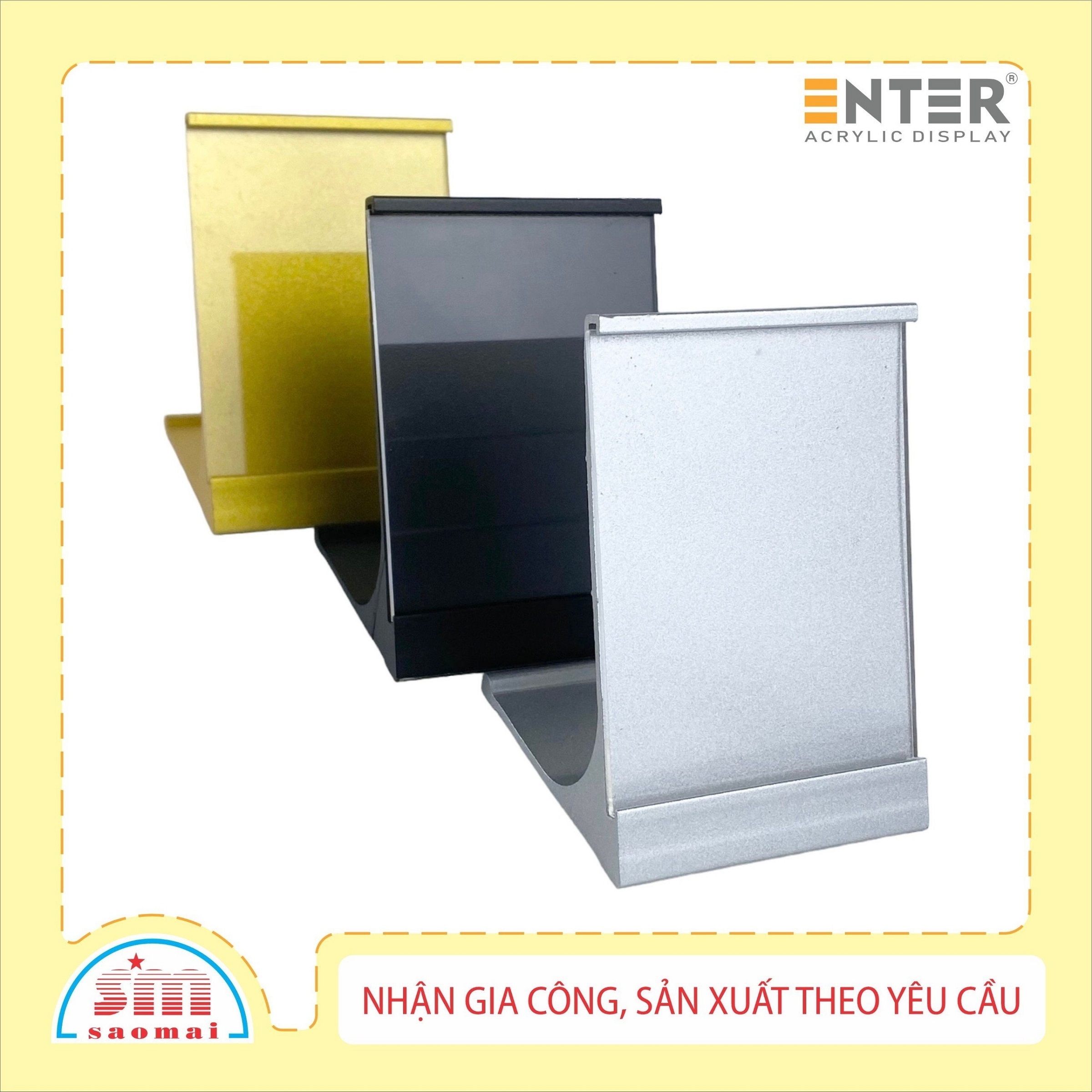 Bảng thông tin để bàn nhôm Enter AL30 55x75mm