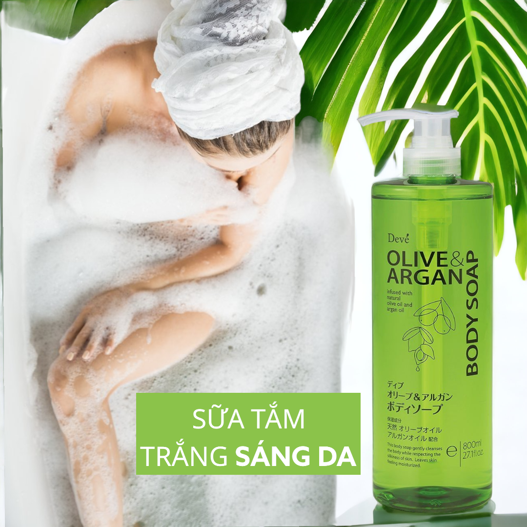 Sữa Tắm Dưỡng Sáng Mịn Da Sạch Sâu Deve Olive & Argan Body Soap