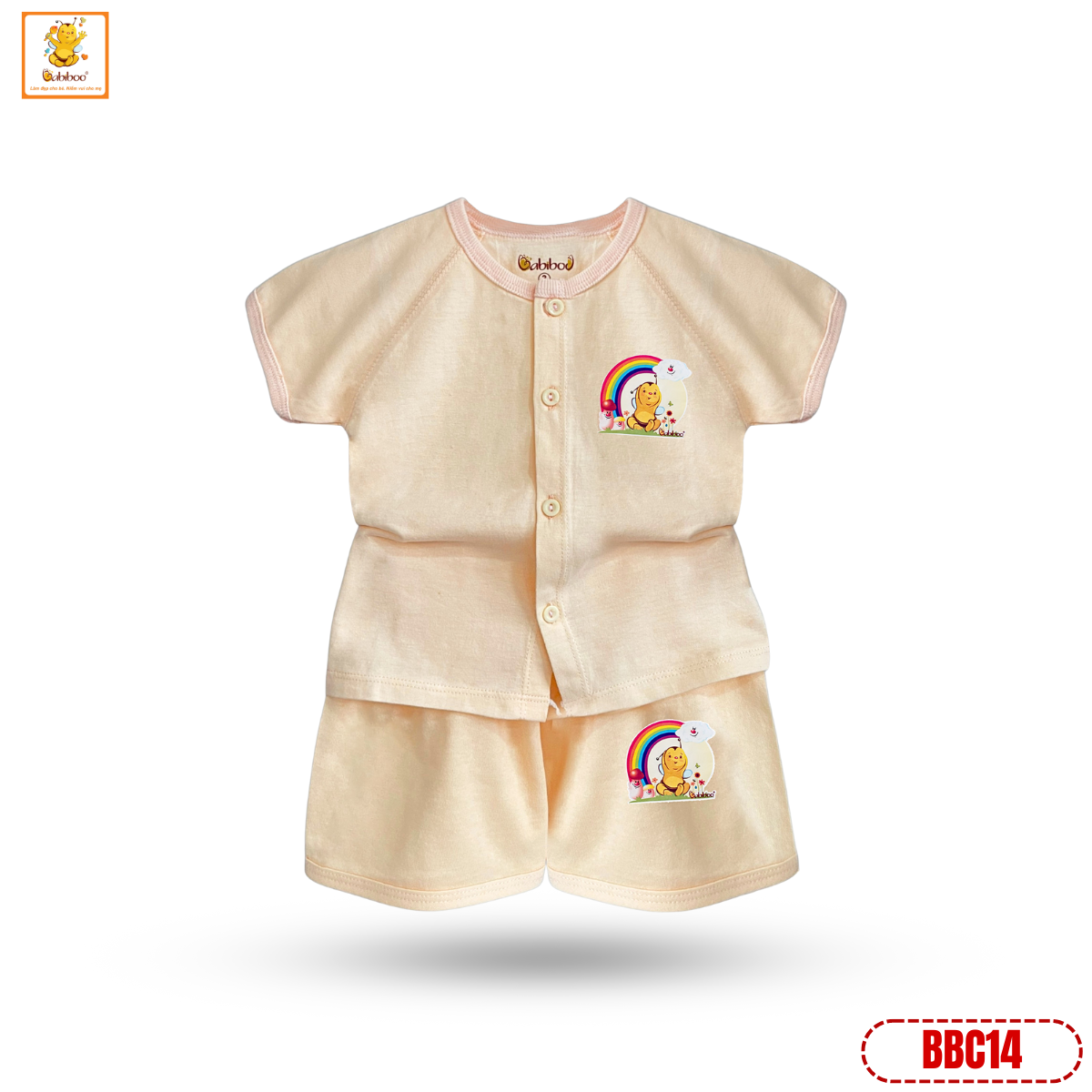 Bộ sơ sinh Babiboo bộ ngắn tay cotton cho bé mềm mại, thấm hút mồ hôi - BBC14