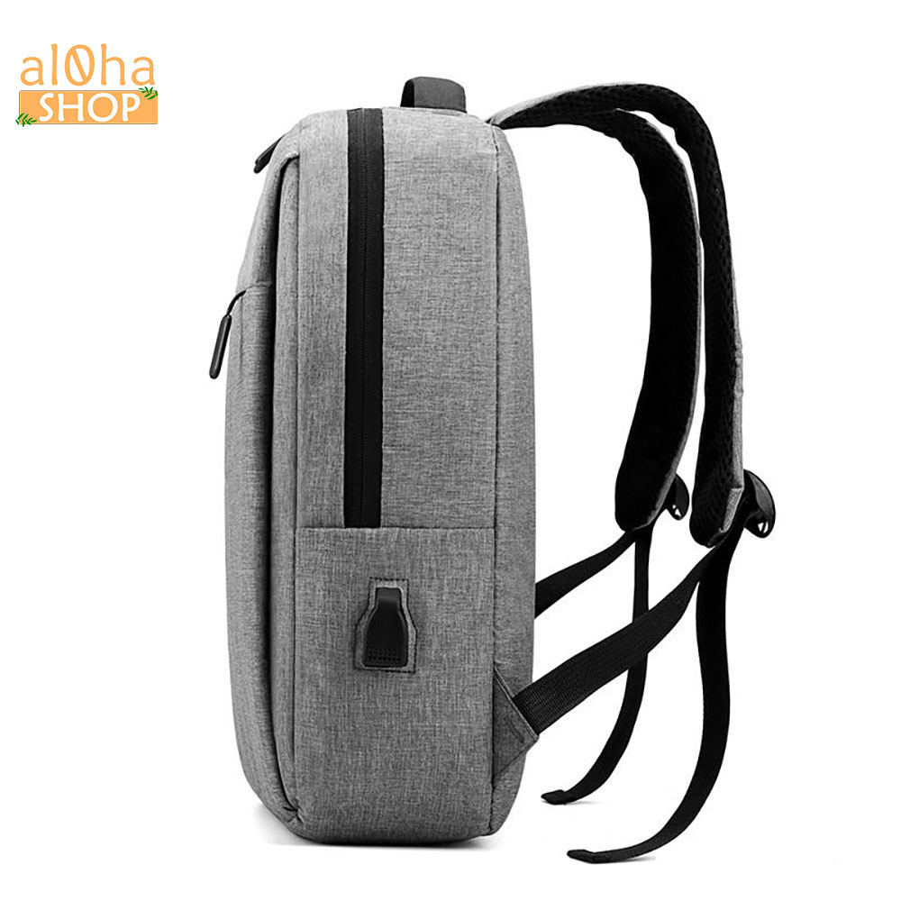Balo vải Canvas Basic tích hợp cổng sạc USB B0172 đi học, đi làm, du lịch, đựng laptop Unisex nam nữ - al0ha Shop