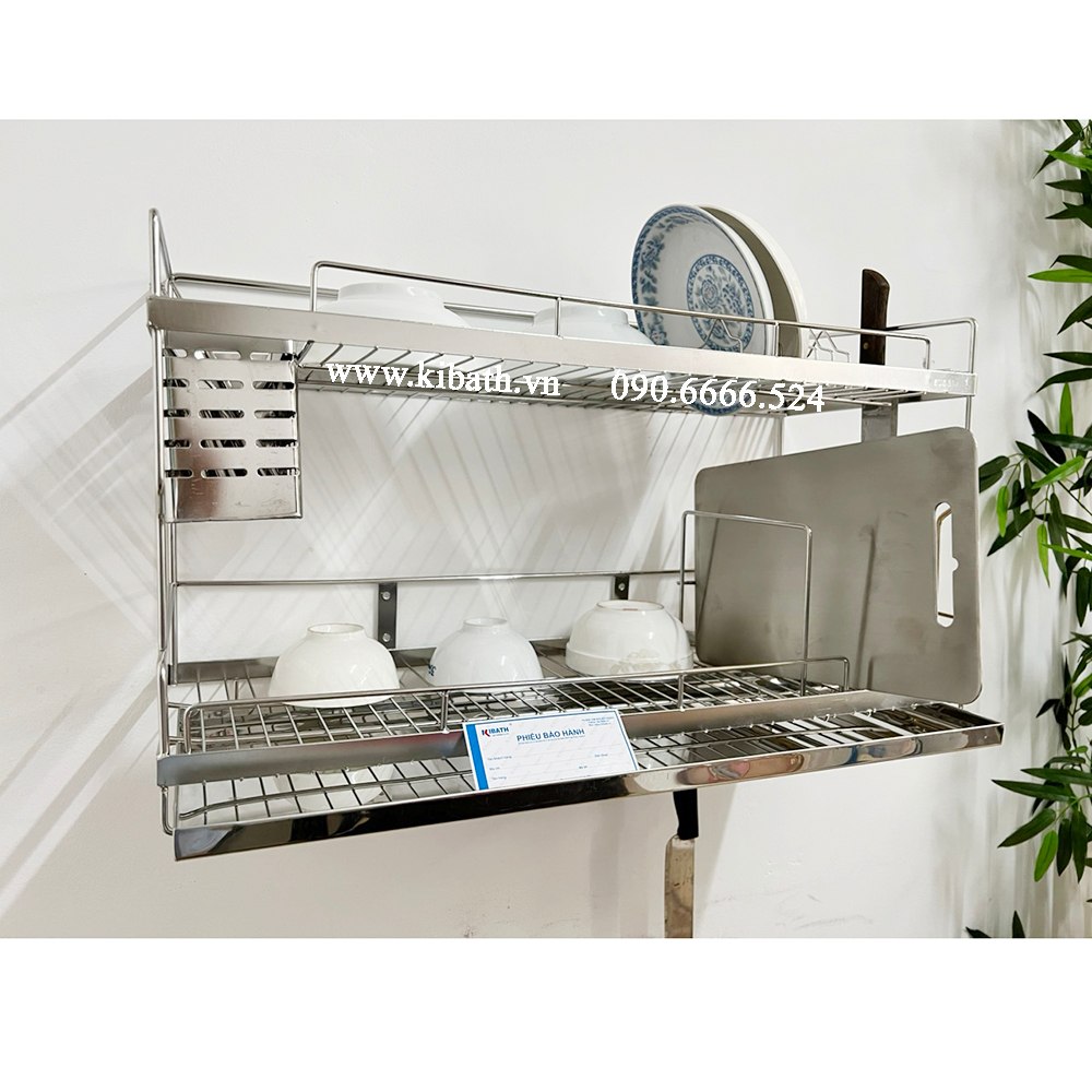 Kệ Chén 2 Tầng Có Khay Hứng Nước Inox 304 KB-825