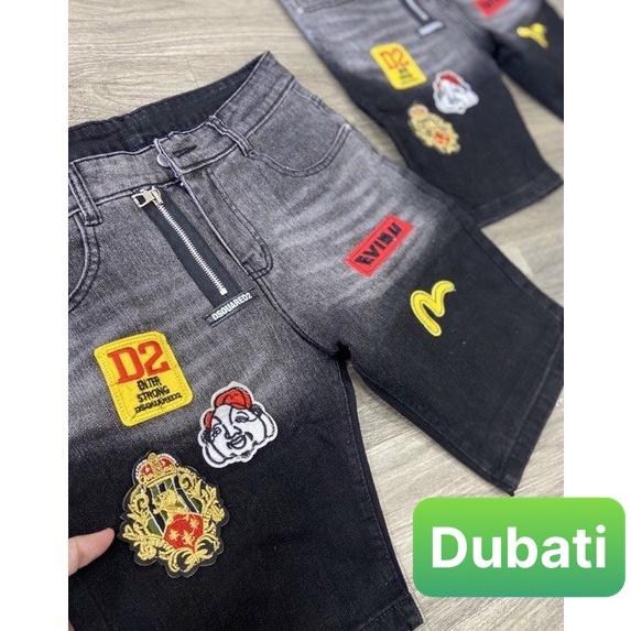 QUẦN SỌT SHORT LỬNG JEAN NAM CHẤT BÒ KIỂU KHÓA LỆCH ĐEN THÊU EVISU NHẬT BẢN HOT TREND 2022 DB-6691 - DUBATI FASHION