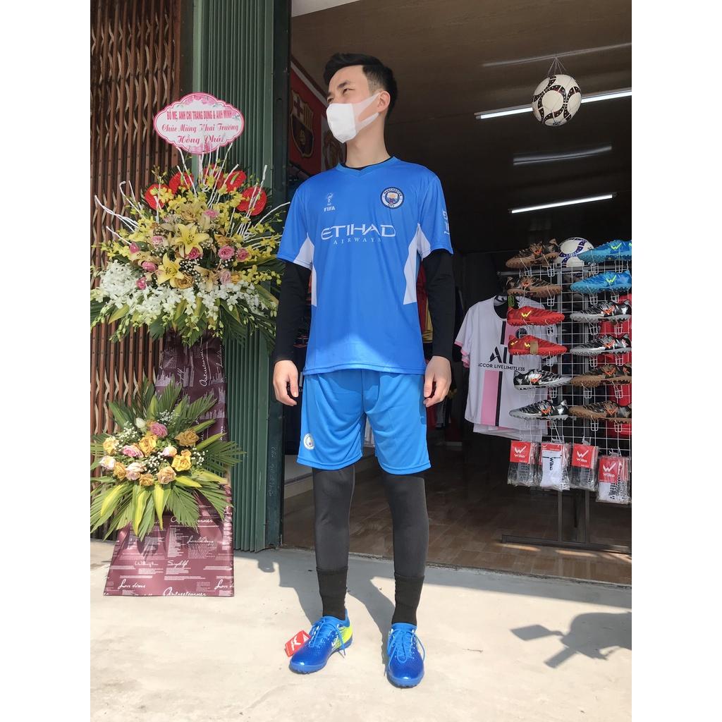 Siêu phẩm mẫu quần áo đá banh đá bóng cao cấp bộ đồ thể thao thui thái lạnh  CLB Man City Xanh