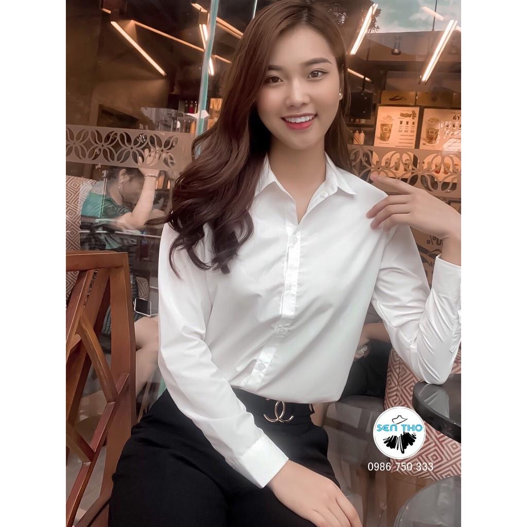 Áo Sơ Mi Nữ Trắng Công Sở Cộc Tay, Dài Tay Dáng Suông, Chất Vải Mềm, Thoáng Mát
