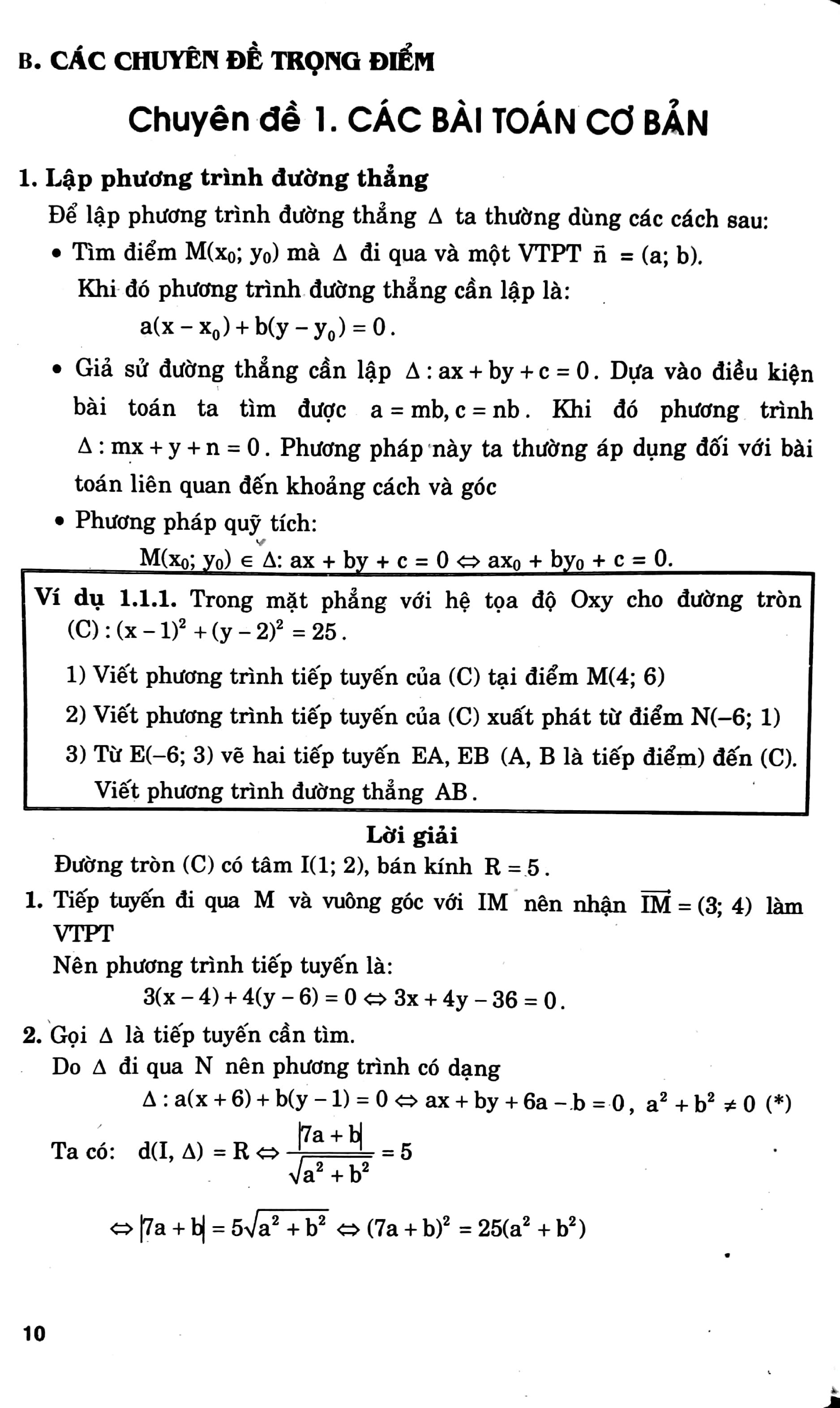 Các Chuyên Đề Hình Học Trọng Điểm 10-11-12