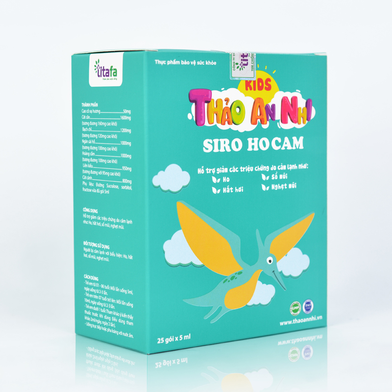 Siro HO CẢM KIDS THẢO AN NHI - Giảm các triệu chứng ho, nghẹt mũi, sổ mũi do cảm lạnh ở trẻ - Hộp 25 gói