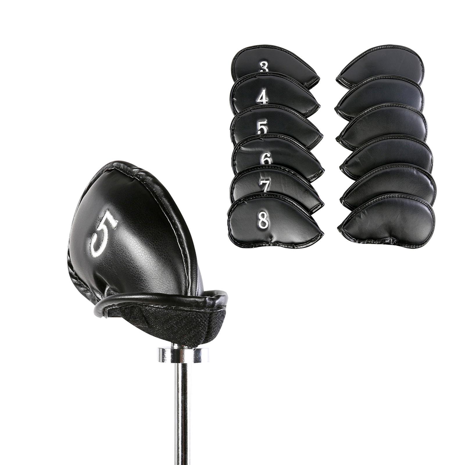 12 Pieces Golf Iron Headcover Set Premium PU Leather Golf Club Head Covers