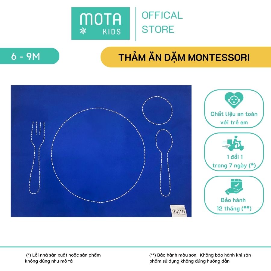 Thảm định vị đồ dùng tập ăn dặm cho bé 6-9 tháng Montessori Mota - Phát triển sự tự lập - Hàng chính hãng
