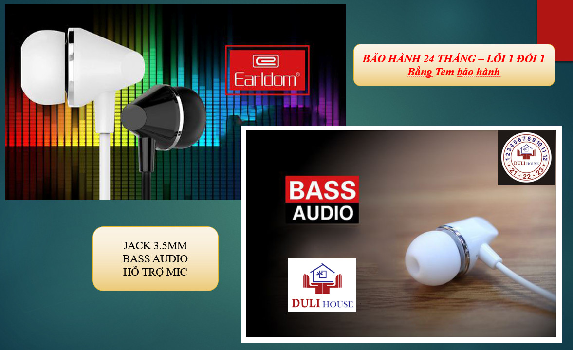 (TẶNG DÂY TREO ĐIỆN THOẠI) Tai nghe Bass Audio Jack 3.5mm Dành cho các dòng điện thoại - HÀNG CHÍNH HÃNG EARLDOM E12