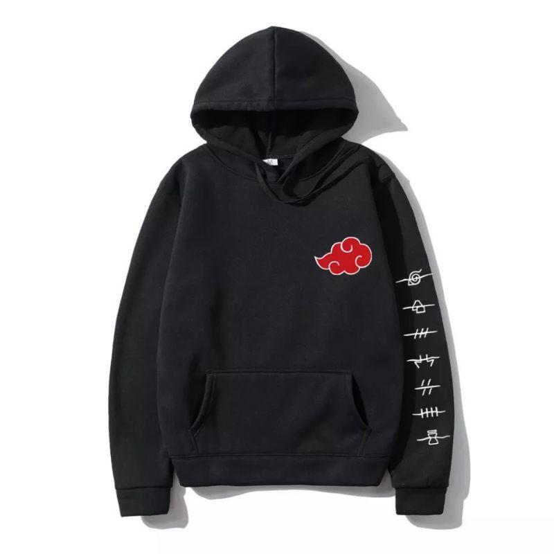 Áo hoodie unisex in hình logo đám mây Akatsuki có big size đến hơn 100kg vải nỉ bông dày mịn