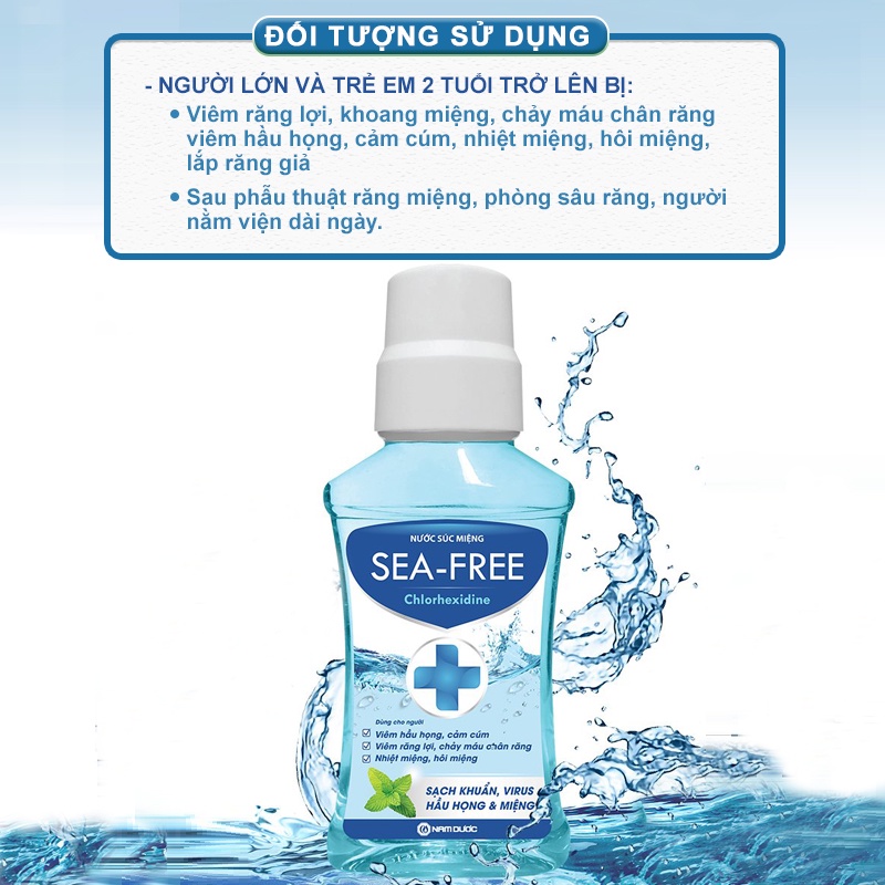 [Chính Hãng + FreeShip] Nước súc miệng diệt khuẩn Seafree Chlorhedixine 250ml, Sạch mảng bám, bảo vệ răng lợi chắc khỏe