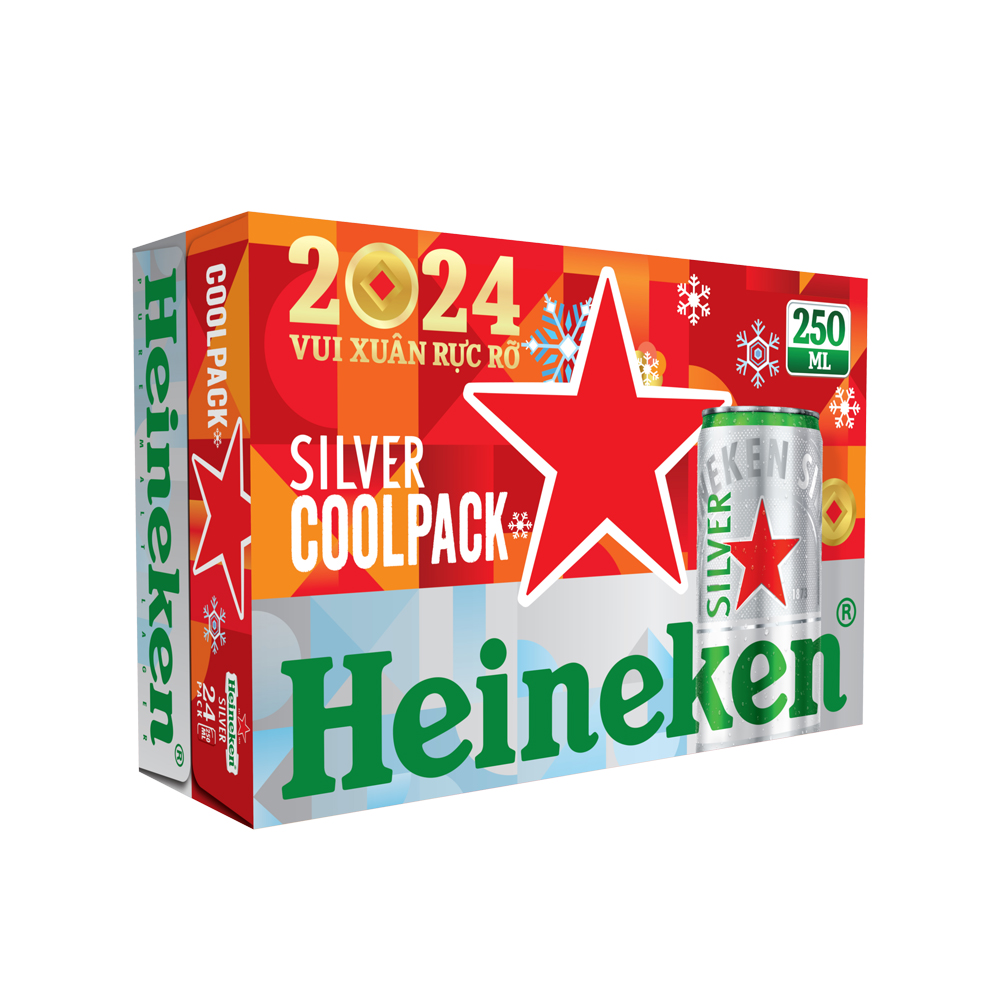 Thùng 24 lon bia Heineken Silver Coolpack 250ml/lon