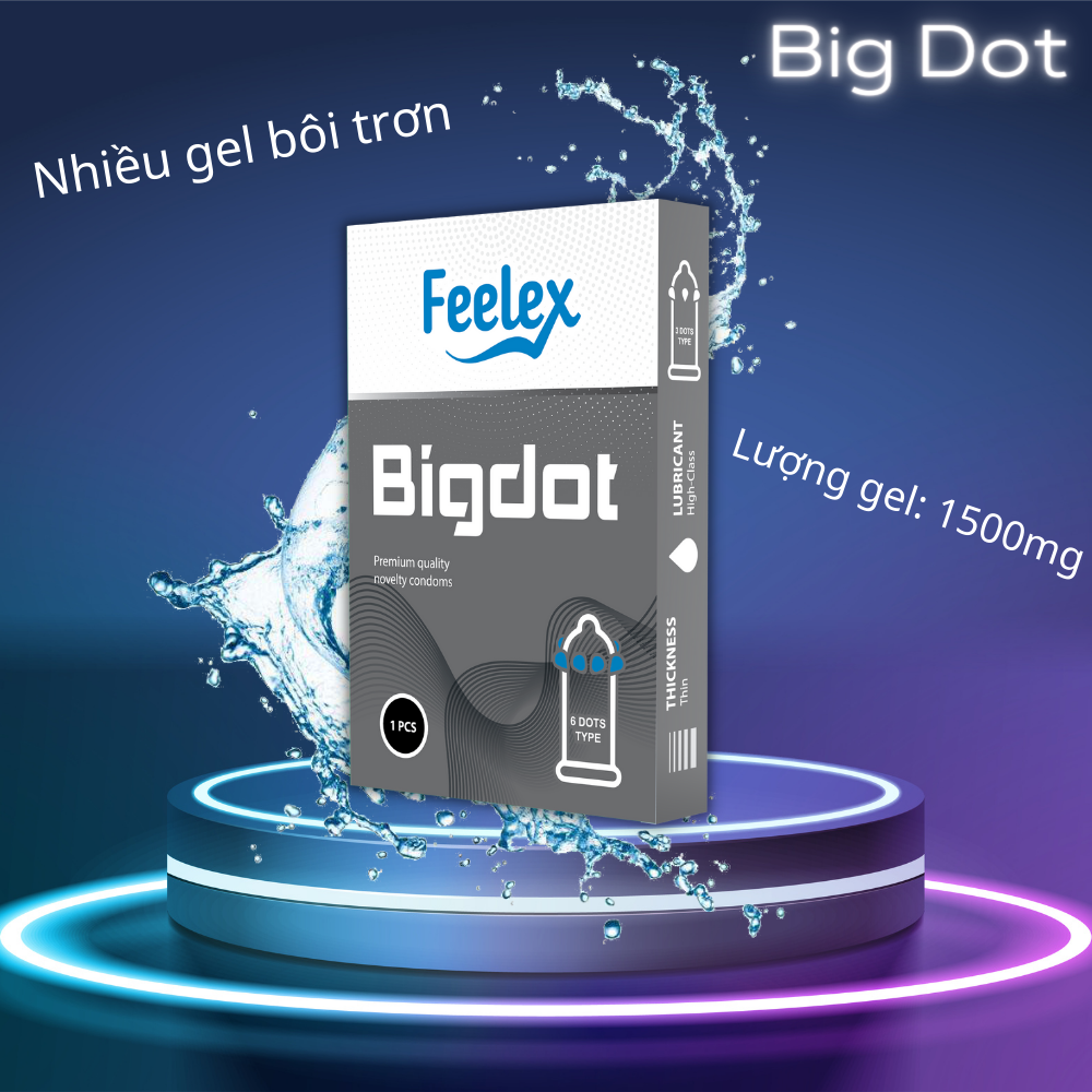 Bao cao su Feelex Bigdot Gân Gai Bi lớn nhiều gel bôi trơn, Hộp 1 bcs