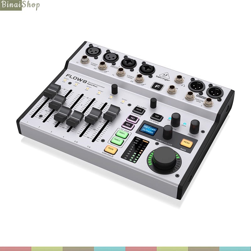 Behringer Flow 8 - Mixer Cơ Lai Số 8 Kênh Đầu Vào, Hỗ Trợ Bluetooth, Cổng USB Phát Trực Tiếp- Hàng chính hãng