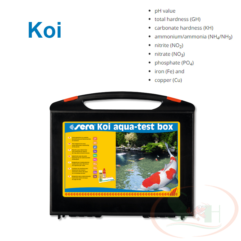 Bộ vali Sera Aqua Test Box 9in1 +Cl, Ca, Koi kiểm tra ph, gh, kh, nh3, nh4, no2, no3, fe, po4 nước bể cá tép