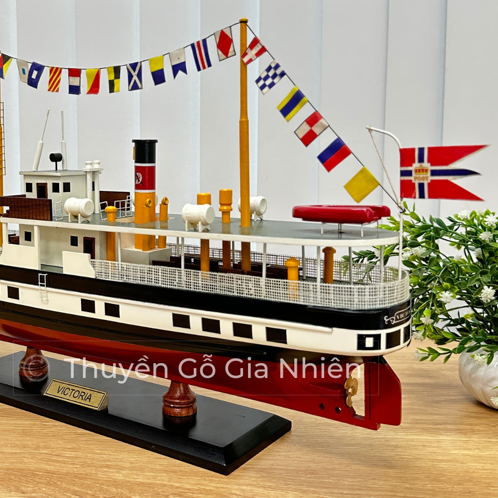 Mô Hình Thuyền Gỗ Phong Thủy Gia Nhiên, Thuyền Du Lịch Gỗ VICTORIA, Dài 50cm, Thuyền Trang Trí Xuất Khẩu Chất Lượng Cao