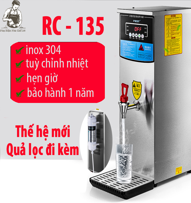 Cây Đun Nước Nóng Tự Động FEST RC135 Thế Hệ Mới Có Quả Lọc Đi Kèm