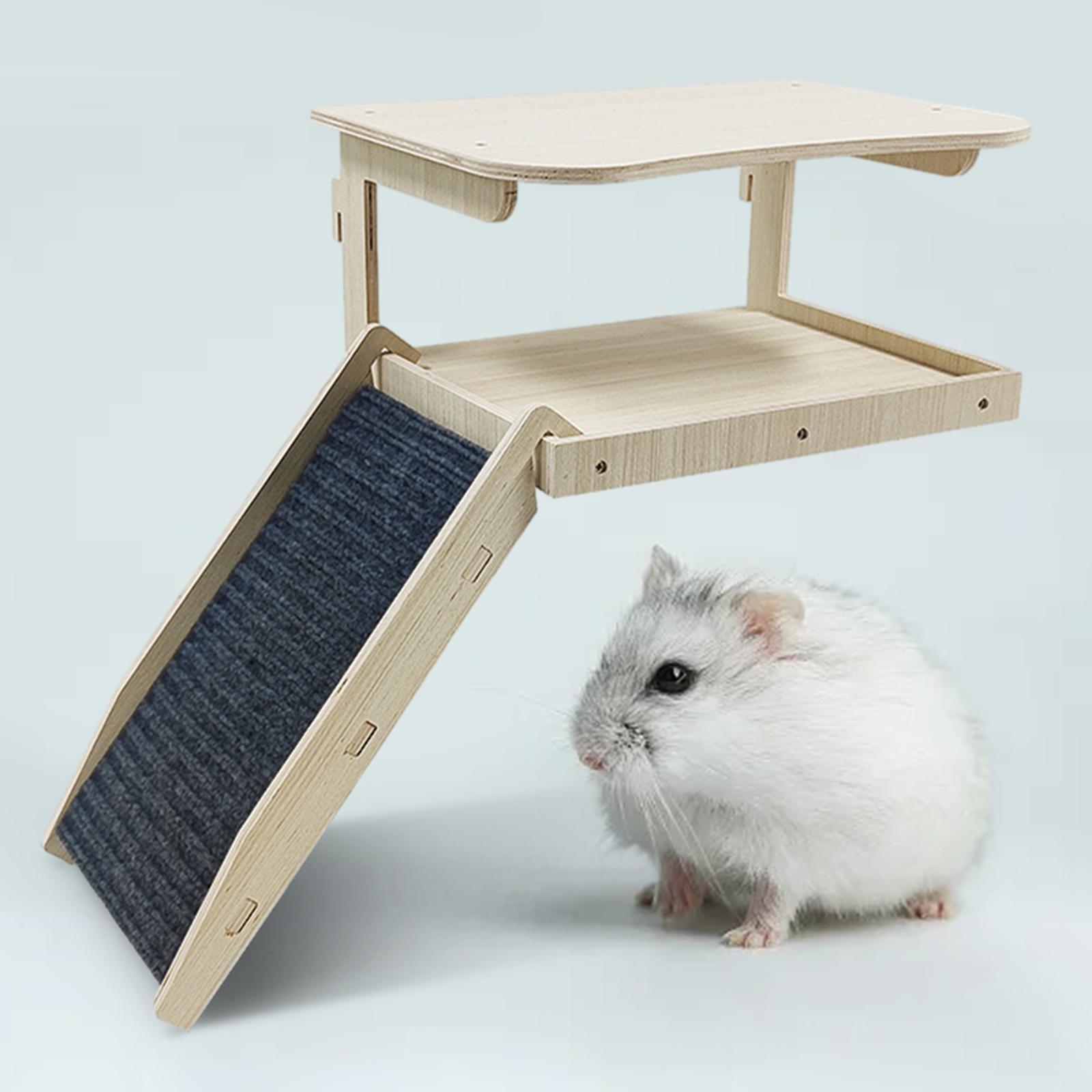 Guinea Pigs Hammock with Platform Wooden Guinea Pig House for Hamster Bunny